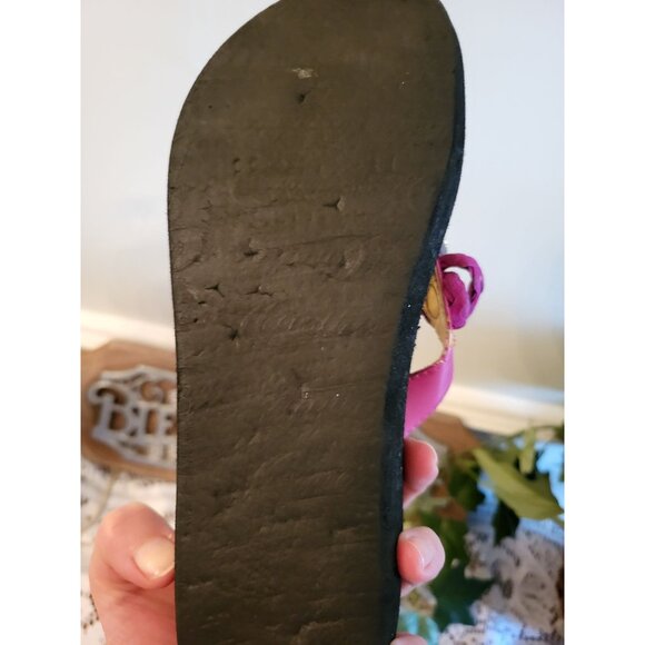 Vintage y2k Pink/Gold Candies  Rose Flip Flop sz M 7/8 Boho Glam Beach Vacation - Picture 5 of 5